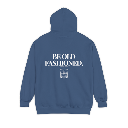 Be Old Fashioned Hoodie Denim - back graphic view