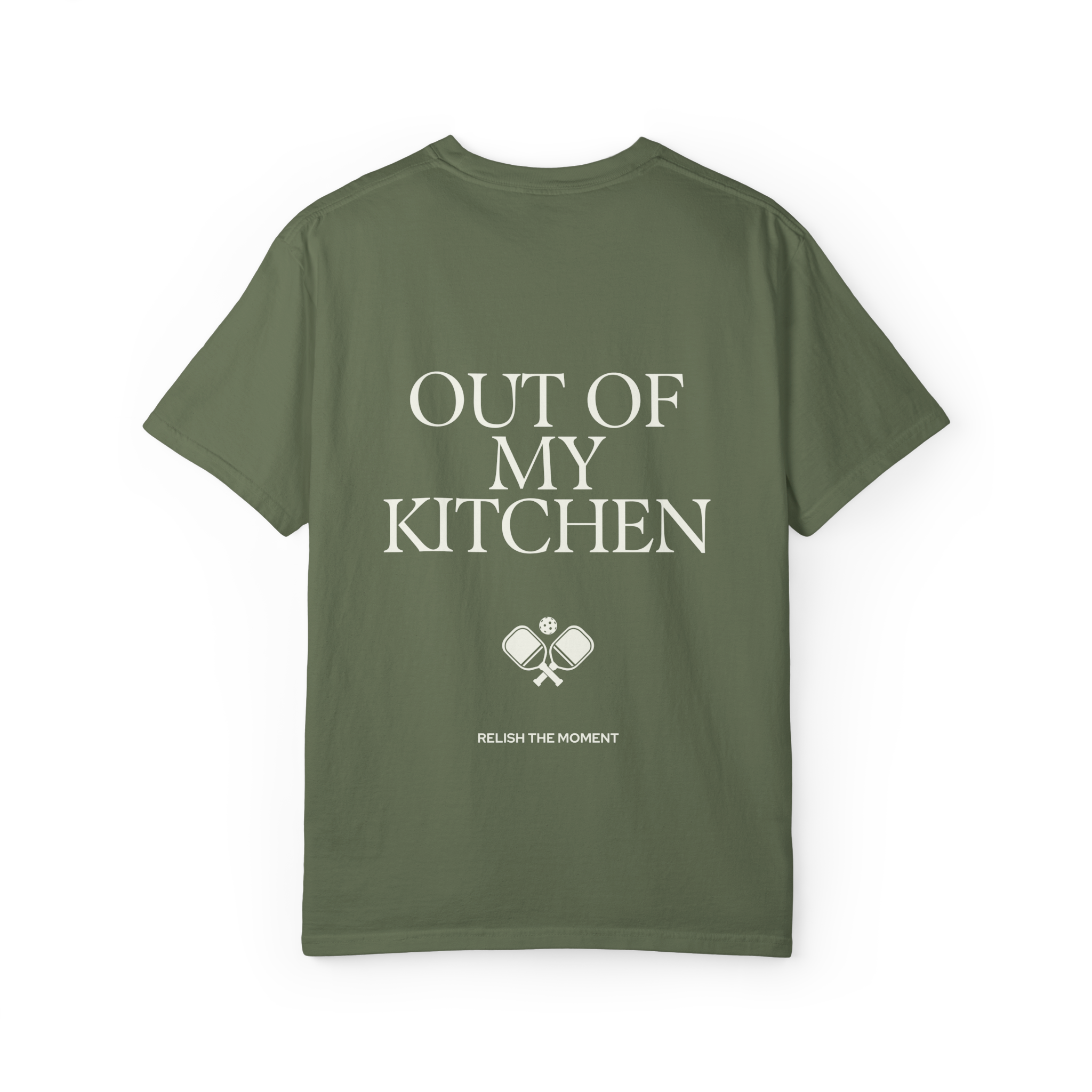 Out Of My Kitchen Tee Sage - back graphic view