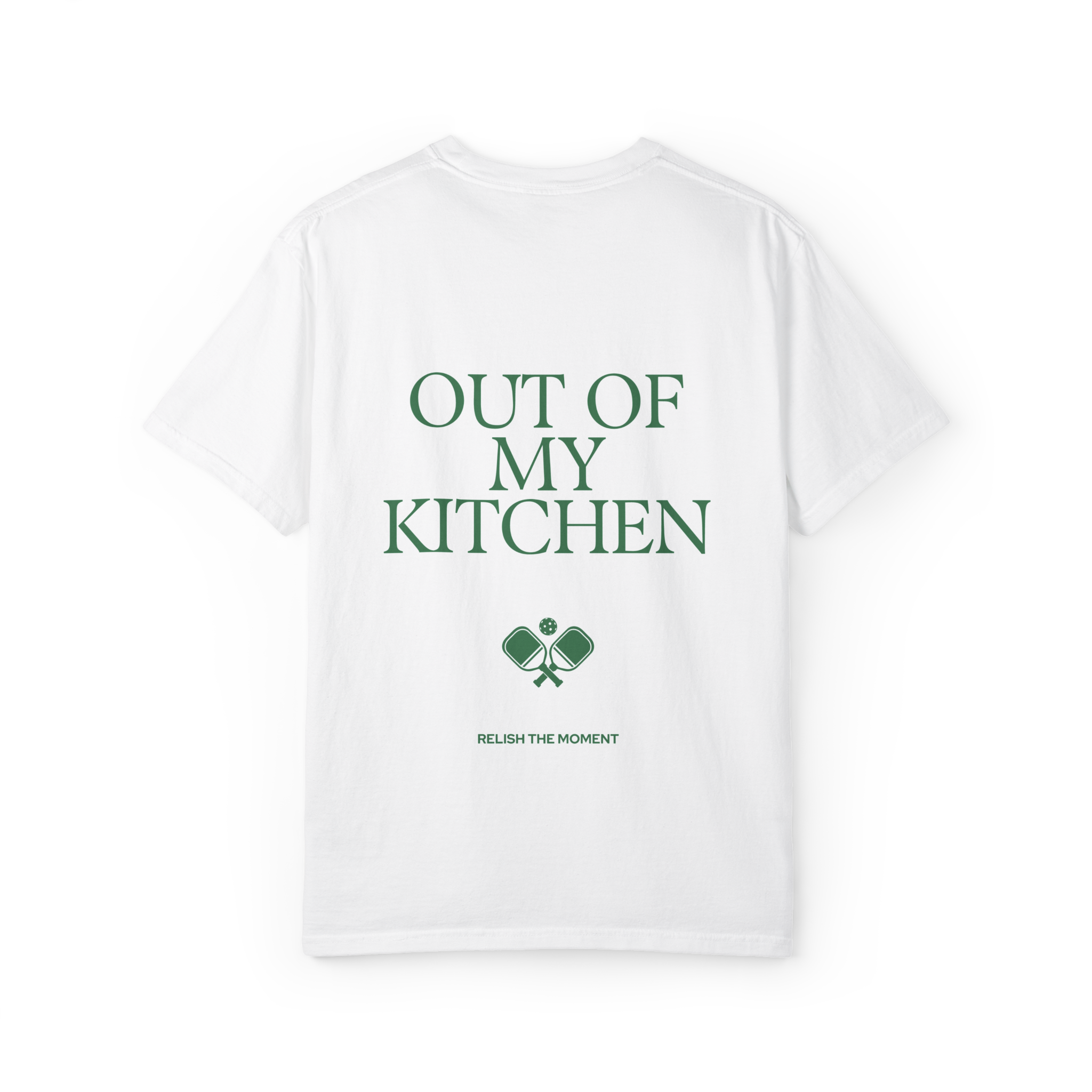 Out Of My Kitchen Tee White - back graphic view