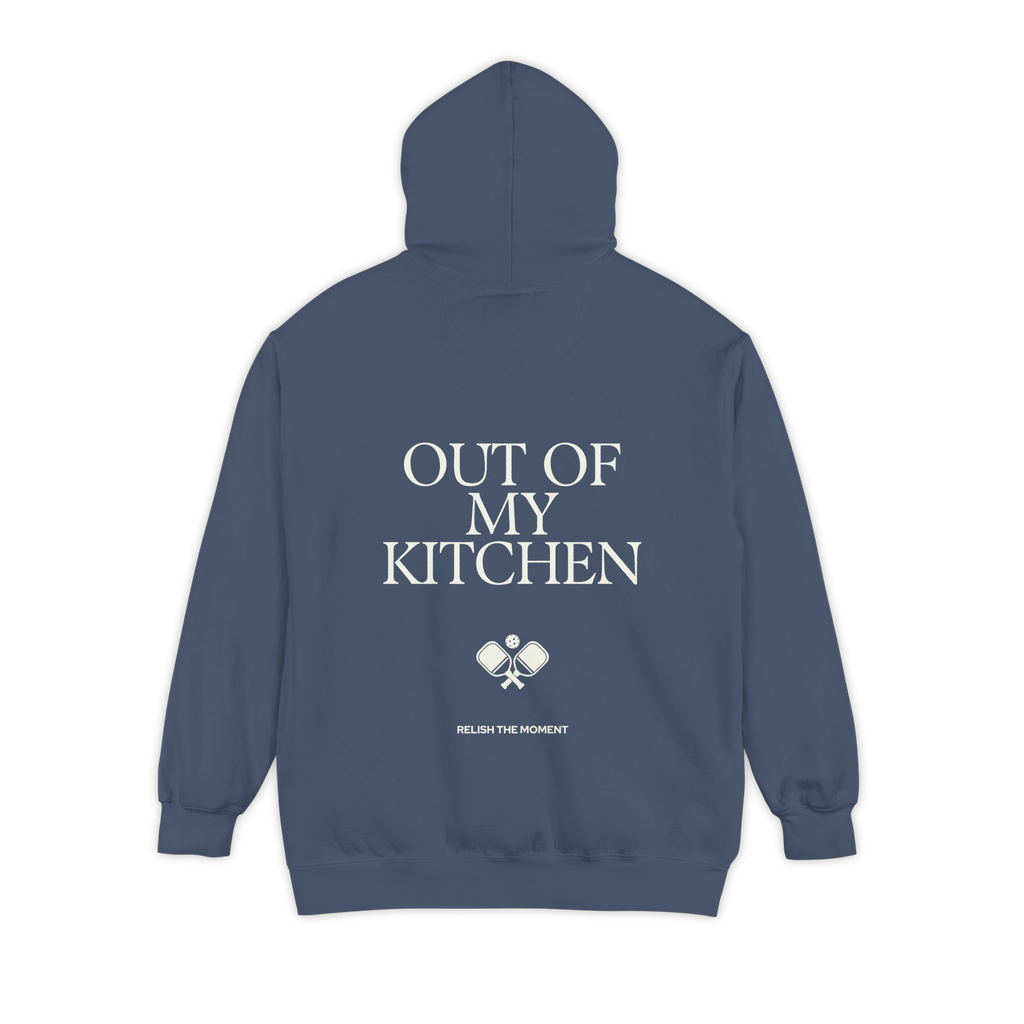 Out Of My Kitchen Hoodie Denim - back graphic view